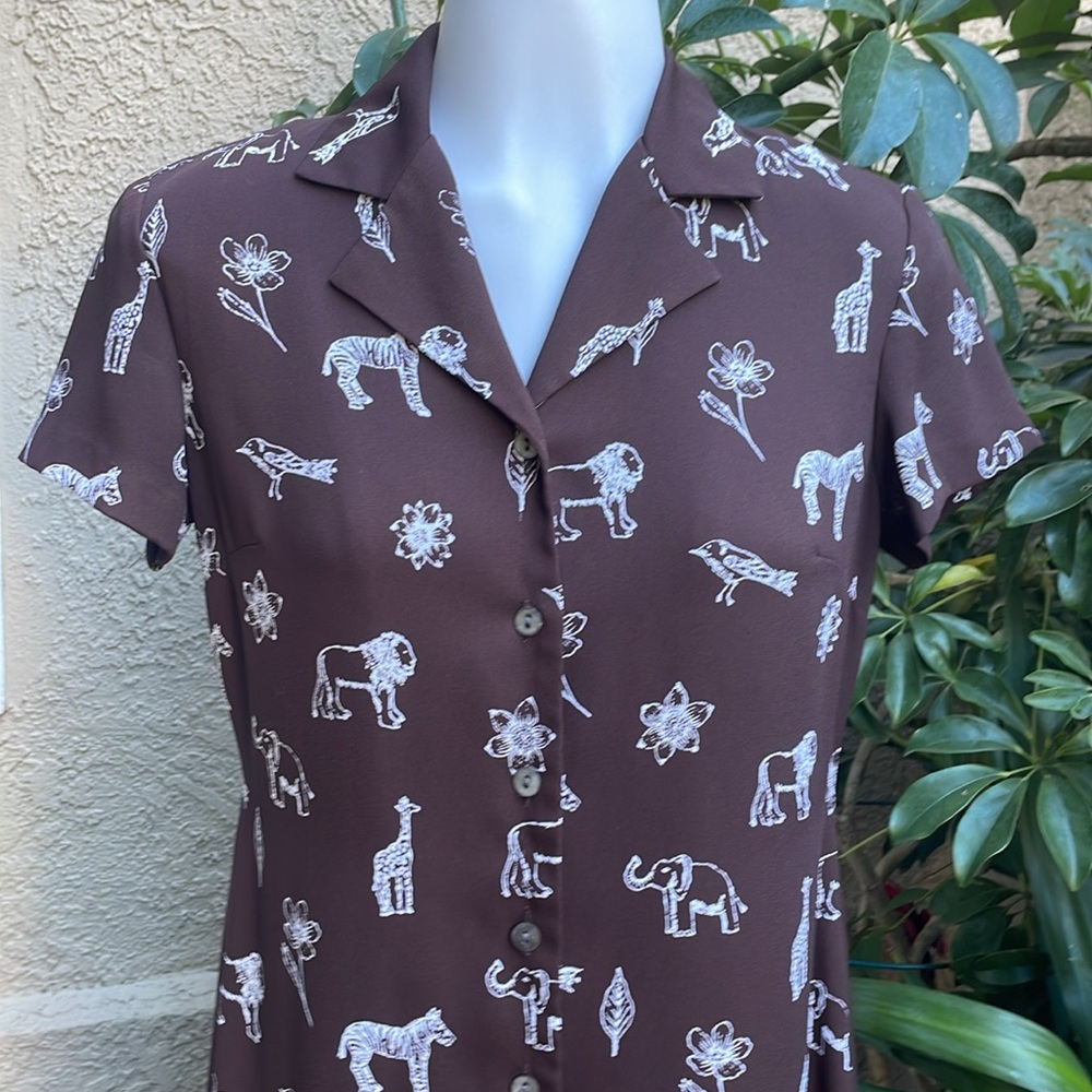 Vintage brown/cream Talbots midi dress